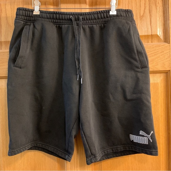 Puma Sweat Shorts Men’s L Large Black Drawstring Pockets Athletic Workout - Picture 1 of 4